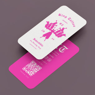 Cartão De Visita Tatuador Mínimo Tatuador Tatuador Branco Rosa