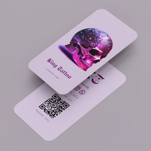 Cartão De Visita Tatuador Moderno Tatuador Tatuador Crânio Puro Flo
