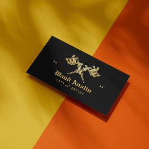 Cartão De Visita Tatuador Preto E Dourado