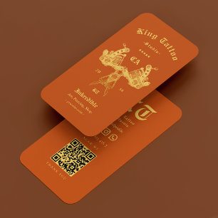 Cartão De Visita Tatuador Tattooista Laranja Moderno