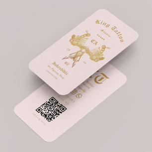 Cartão De Visita Tatuador Tatuador Dourado Rosa-Eestésico Moderno