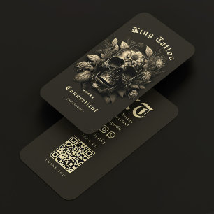 Cartão De Visita Tatuador Tatuador Gótico Crânio Moderno