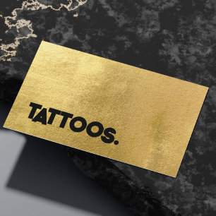 Cartão De Visita Tatuador Tatuador Simples Metálico Dourado