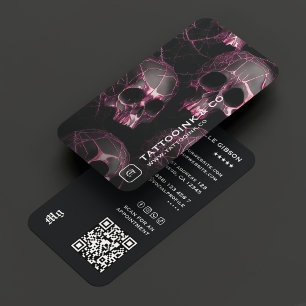 Cartão De Visita Tatuagem Artista Gótico Caveira Logotipo inicial F