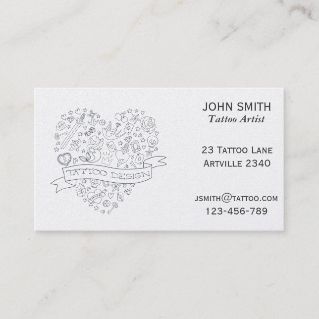 Cartão De Visita Tatuagem Artista Tatuagem Artista Tatuagem Parlor (Frente)
