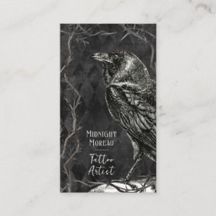 Cartão De Visita Tatuagem Artista Vintage Crow QR Code Business