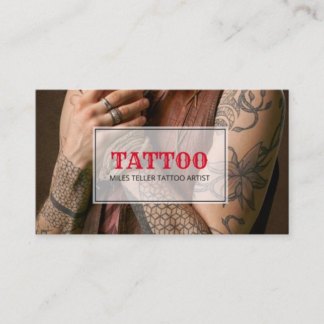 Cartão De Visita Tatuagem Artista Vintage Fotografia Tpografia (Frente)