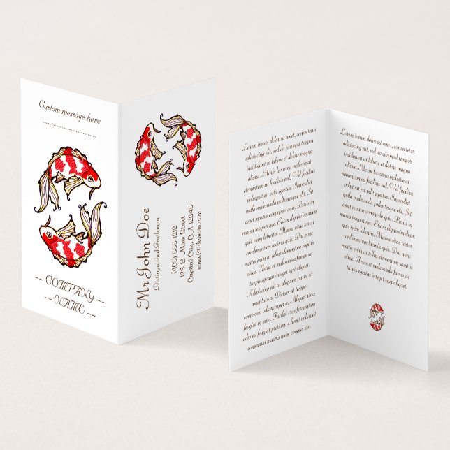 Cartão De Visita Tatuagem clássica de peixe-carpa koi japonês (Interior e exterior)