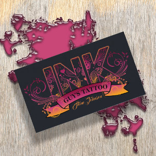 Cartão De Visita Tatuagem com tipografia de tinta ID815