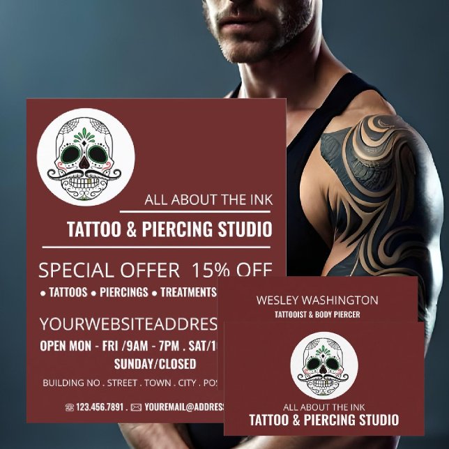 Cartão De Visita Tatuagem Crônica, Tatuador e Piercer Corporal (Criador carregado)