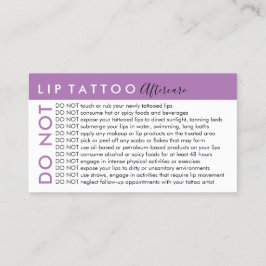 Cartão De Visita Tatuagem de lábio roxo evita conselhos de cuidados