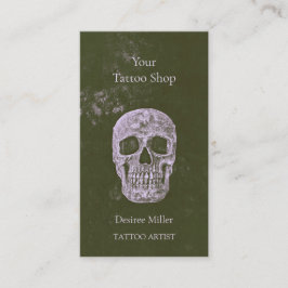 Cartão De Visita Tatuagem do crânio Artista Oliveira Gótica Verde G