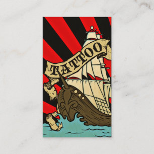 Cartão De Visita tatuagem do navio de pirata
