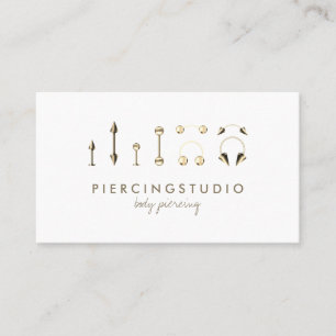 Cartão De Visita Tatuagem Dourada do Body Piercing Studio