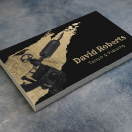 Cartão De Visita Tatuagem e Piercing Tatuagem Arma e Dourada Brushb