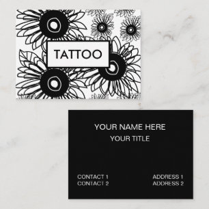 Cartão De Visita Tatuagem Girassol Floral Negro Preto Tatuagem