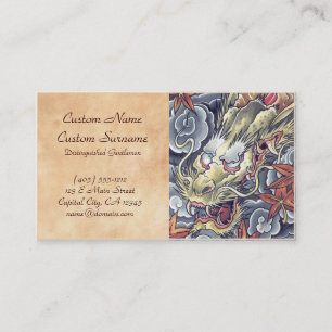 Cartão De Visita Tatuagem japonês oriental legal do deus do dragão