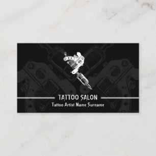 Cartão De Visita Tatuagem Minimalista Moderna Preta Arma