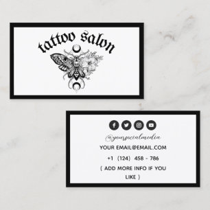 Cartão De Visita Tatuagem Salon Butterfly Mth Black & White