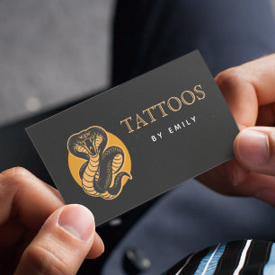 Cartão De Visita Tatuagens Do Seu Nome Cobra Místico Preto-Réptil