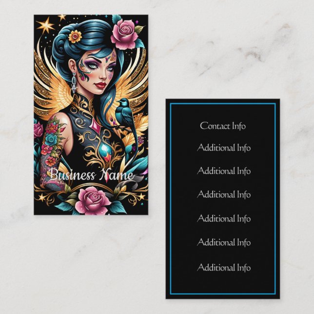 Cartão De Visita Tatuagens E Rosas 2 (Frente/Verso)