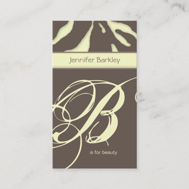 Cartão De Visita Taupe animal de Ylw do salão de beleza da zebra do (Frente)