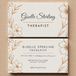 Cartão De Visita Taupe Botânica Terapêutica Cobre Sofisticada