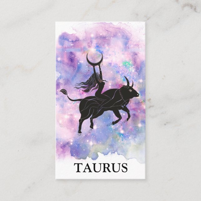 Cartão De Visita *~* TAURUS Zodiac Astrologia Lê Azul Cor-de-rosa (Frente)