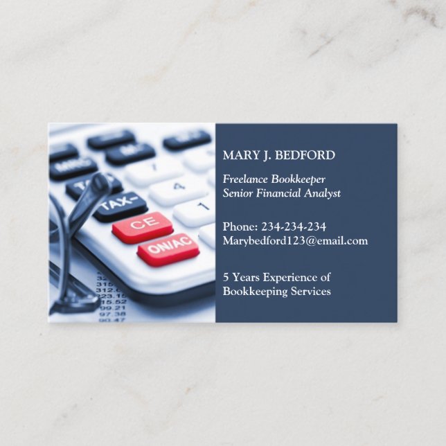 Cartão De Visita Tax Accountant CPA Business Card Template (Frente)