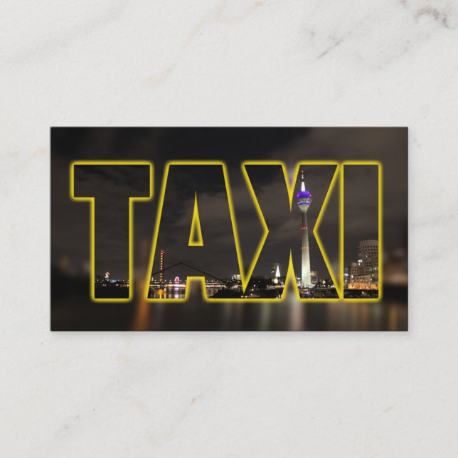 Cartão De Visita Taxi driver taxista amarelo táxi luz da cidade (Frente)