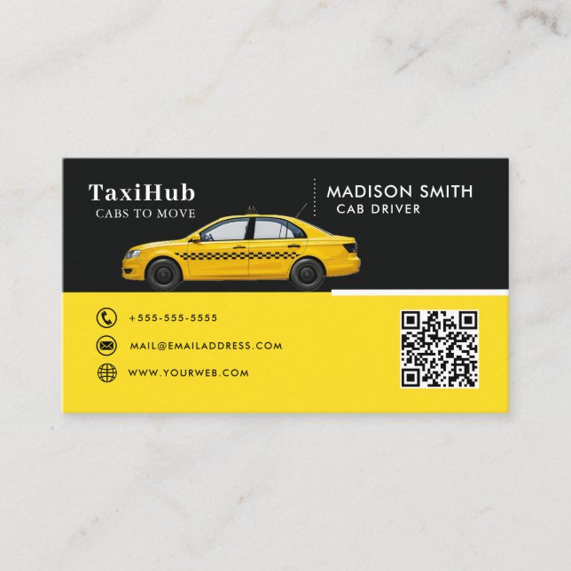 Cartão De Visita Taxi modern minimalist business card (Frente)