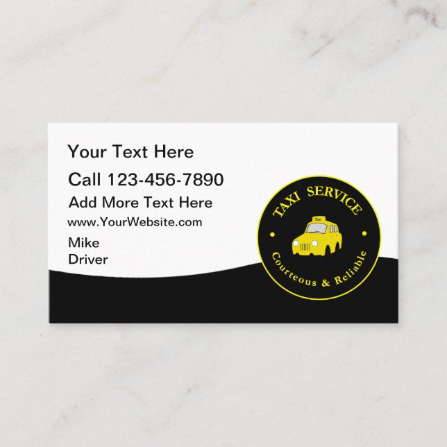 Cartão De Visita Taxi Service Modern Cab Driver Business Cards (Frente)