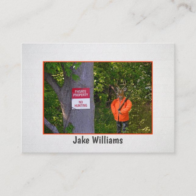 Cartão De Visita taxidermismo caçador de grandes pedras com arma (Frente)