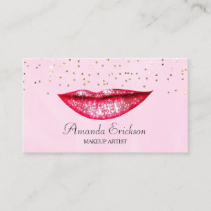 Cartão De Visita Tchic Makeup Artist Rosa Dourado Faux Diamond Blin