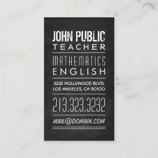 Cartão De Visita Teacher Tutor Chalkboard