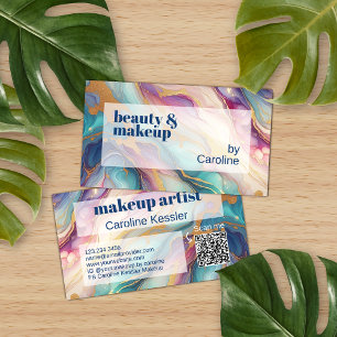 Cartão De Visita Teal Aqua Azul Púrpura Cor-de-rosa Dourado Mármaco