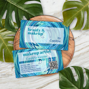 Cartão De Visita Teal Aqua Blue Jade Green Abstrato Art Patterno