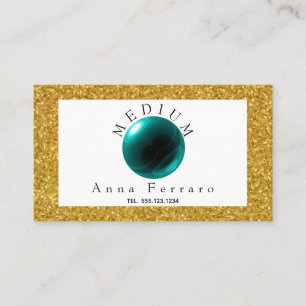 Cartão De Visita Teal Blue Crystal Ball & Dourado para contar à Fo