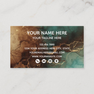 Cartão De Visita Teal Bronze Marble Luxury Business Card