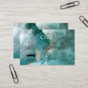 Cartão De Visita Teal de Aquarela Elegante Moderno e Bolo Dourado