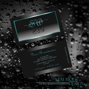 Cartão De Visita Teal de Gradação Branco Preto - Capturante Olho