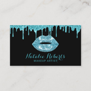 Cartão De Visita Teal Drivers Glitter Lábios Makeup Artist Beauty 