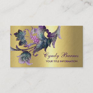 Cartão De Visita Teal e roxo Barroco Design