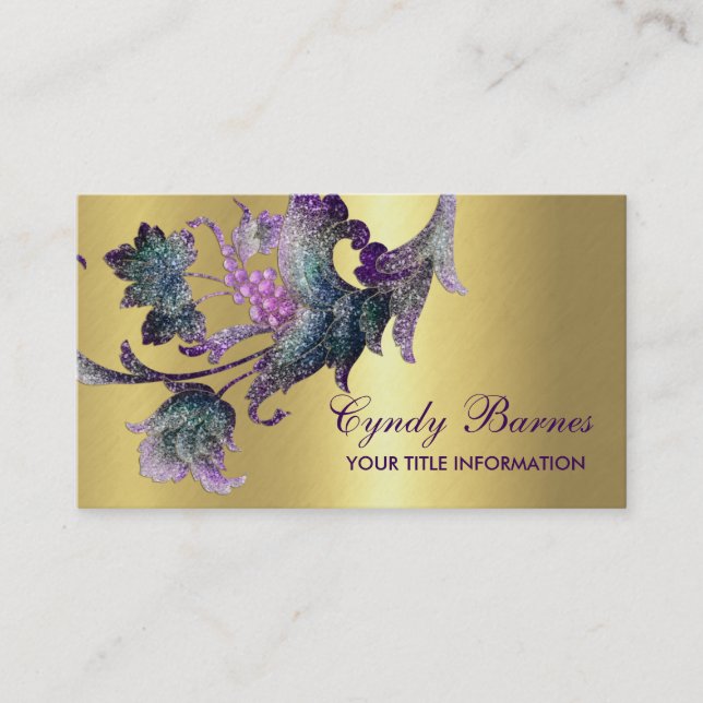 Cartão De Visita Teal e roxo Barroco Design (Frente)