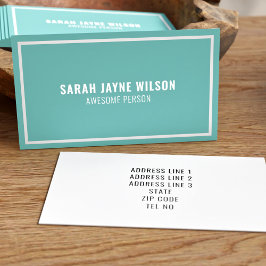 Cartão De Visita Teal e White Border Incrível Pessoa Simples