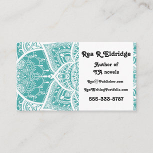 Cartão De Visita Teal e White Mandala - Loergann em Blue Spruce