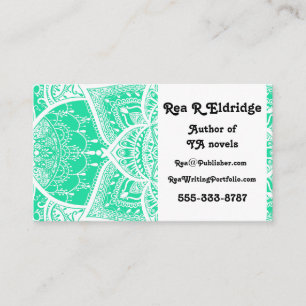 Cartão De Visita Teal e White Mandala - Loergann em Cedar