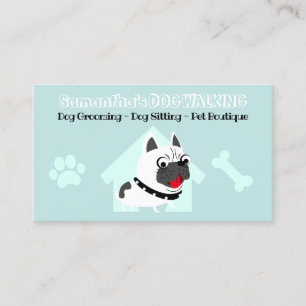 Cartão De Visita Teal French Bulldog Pet Sitter Dog Walker Groomer