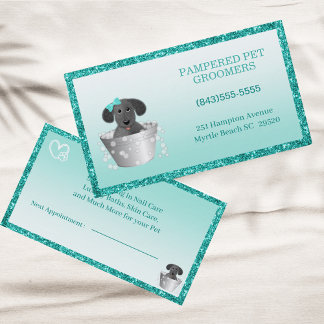 Cartão De Visita Teal Green Modern Pet Groomer