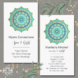 Cartão De Visita Teal Mandala Energy Healer Yoga Reiki Spa